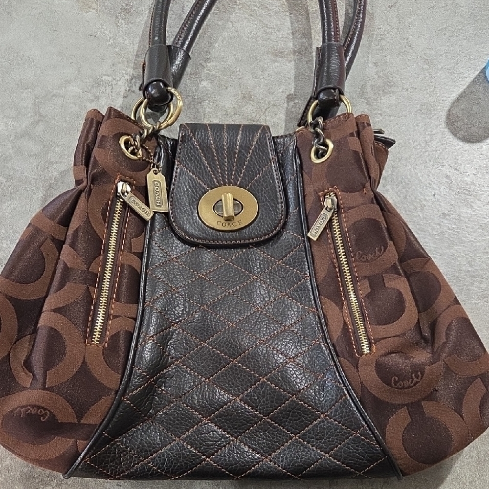 Coach Brown Leather and Fabric Women's Bag